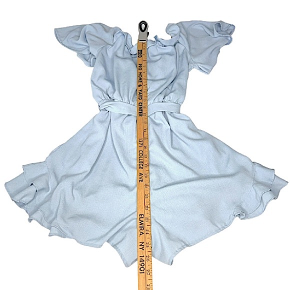 Fourteen & 9th Gray Blue Ruffled Wrap Flutter Sleeve Romper Womens Size Large - Picture 4 of 12